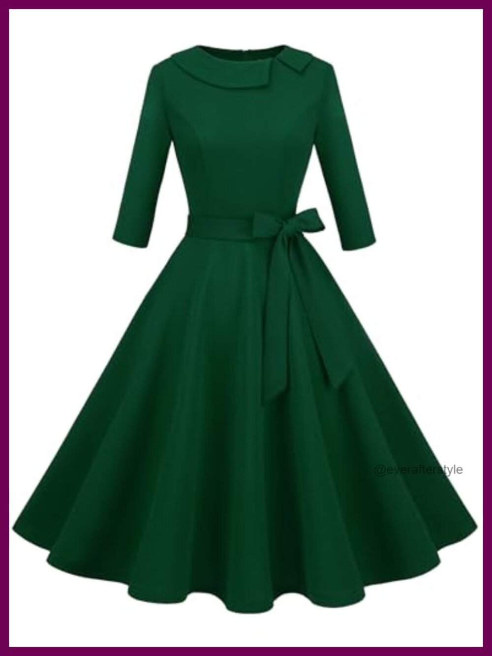 Vintage 1950s Cocktail Dress 3/4 Sleeve Peter Pan Collar High Waist